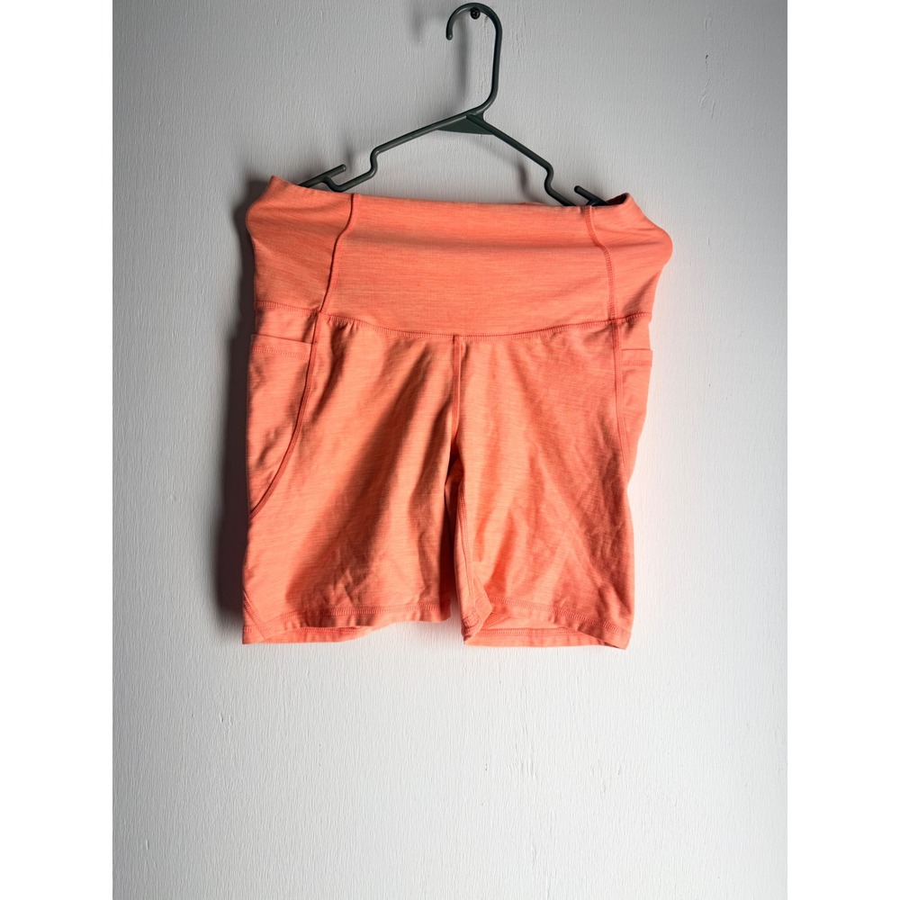 All in Motion Women Coral Heather High-Waisted Bike Shorts Side Pockets Size M